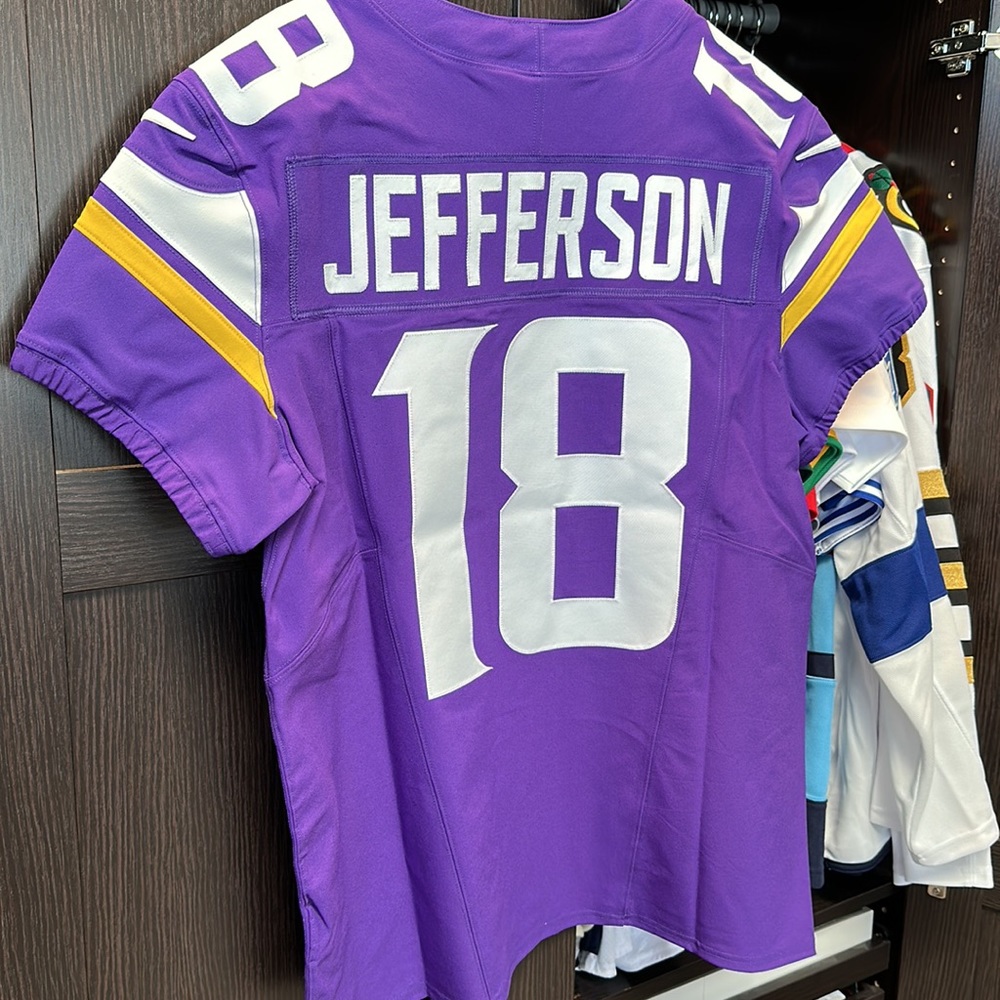 Justin Jefferson Minnesota Vikings Nike Vapor F.U.S.E. Elite Athentic NFL Jersey - Picture 8 of 9